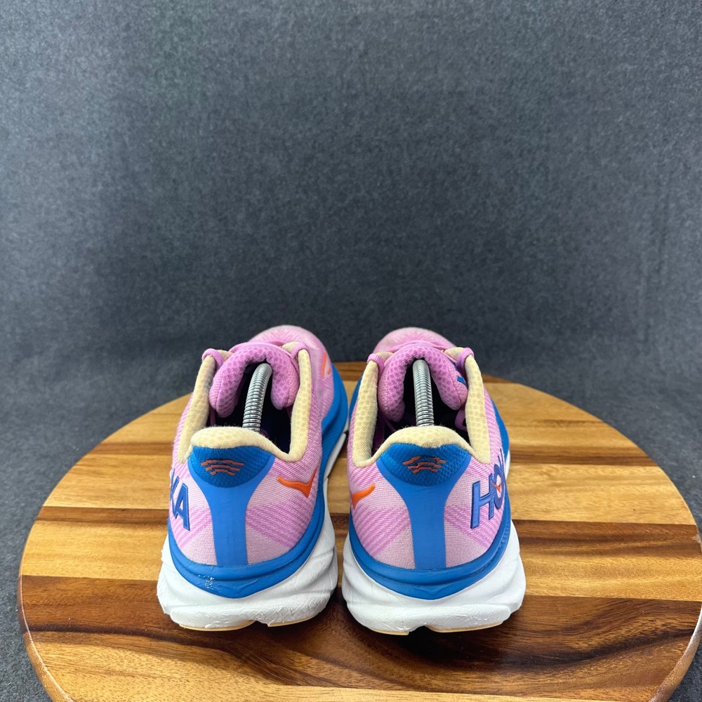 Hoka One One Clifton 9 Shoes Womens 11D Wide Pink Blue Comfort Chunky Sneakers - Picture 8 of 13